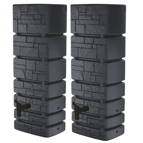Zestaw 2x350L zbiorniki na deszczówkę TOWER STONE antracyt PROSPERPLAST - Sklep Profitank