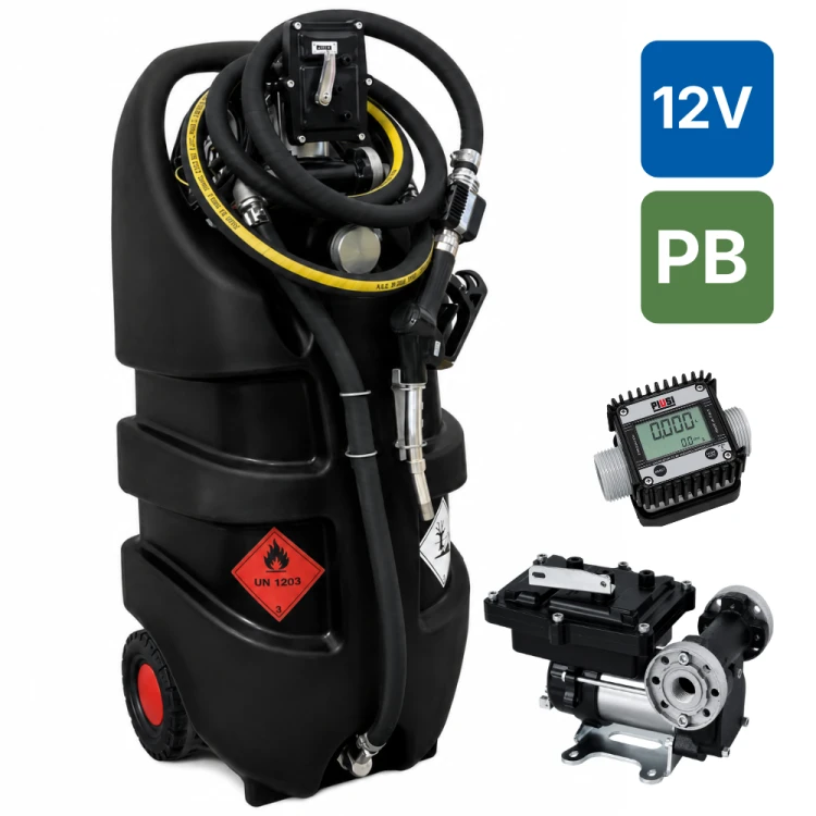 Zbiornik 110L mobilny do benzyny EmilCaddy Emiliana z pompą 12V i licznikiem PIUSI K24 PB Sklep Profitank