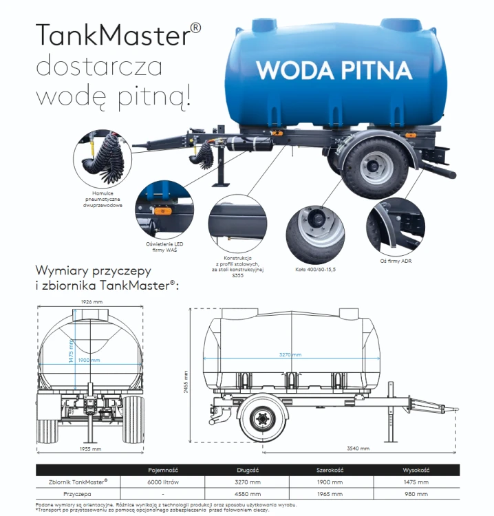 Zestaw przyczepa+zbiornik 6000L do wody pitnej Kingspan TankMaster Sklep Profitank
